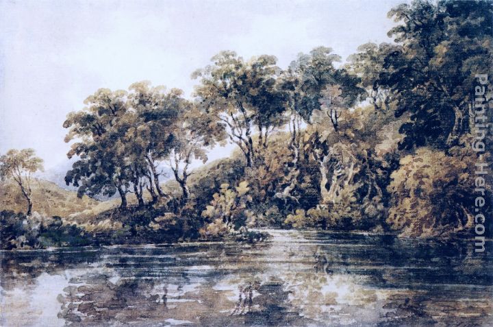Trees and Pond near Bromley, Kent painting - Thomas Girtin Trees and Pond near Bromley, Kent art painting